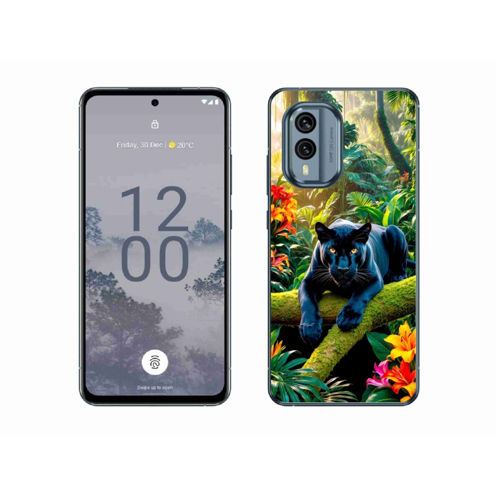 Zselés borítás mmCase a Nokia X30 5G készülékhez - fekete párduc a dzsungelben