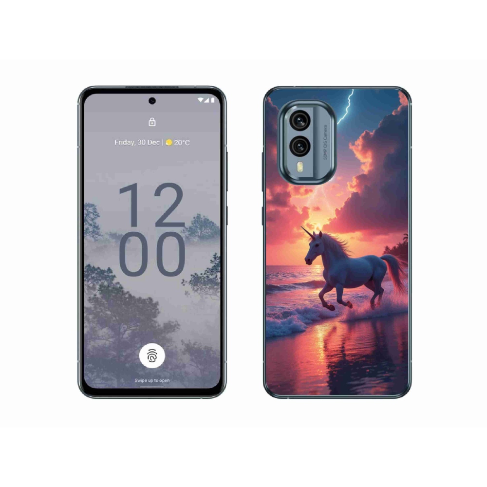 Zselés borítás mmCase a Nokia X30 5G készülékhez - egyszarvú a tengerparton