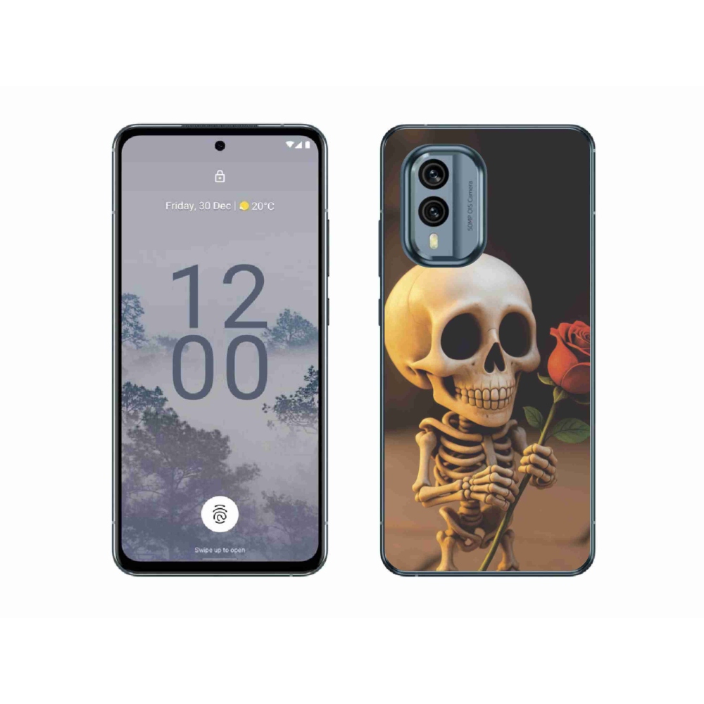 Zselés borítás mmCase a Nokia X30 5G készülékhez - csontváz rózsával