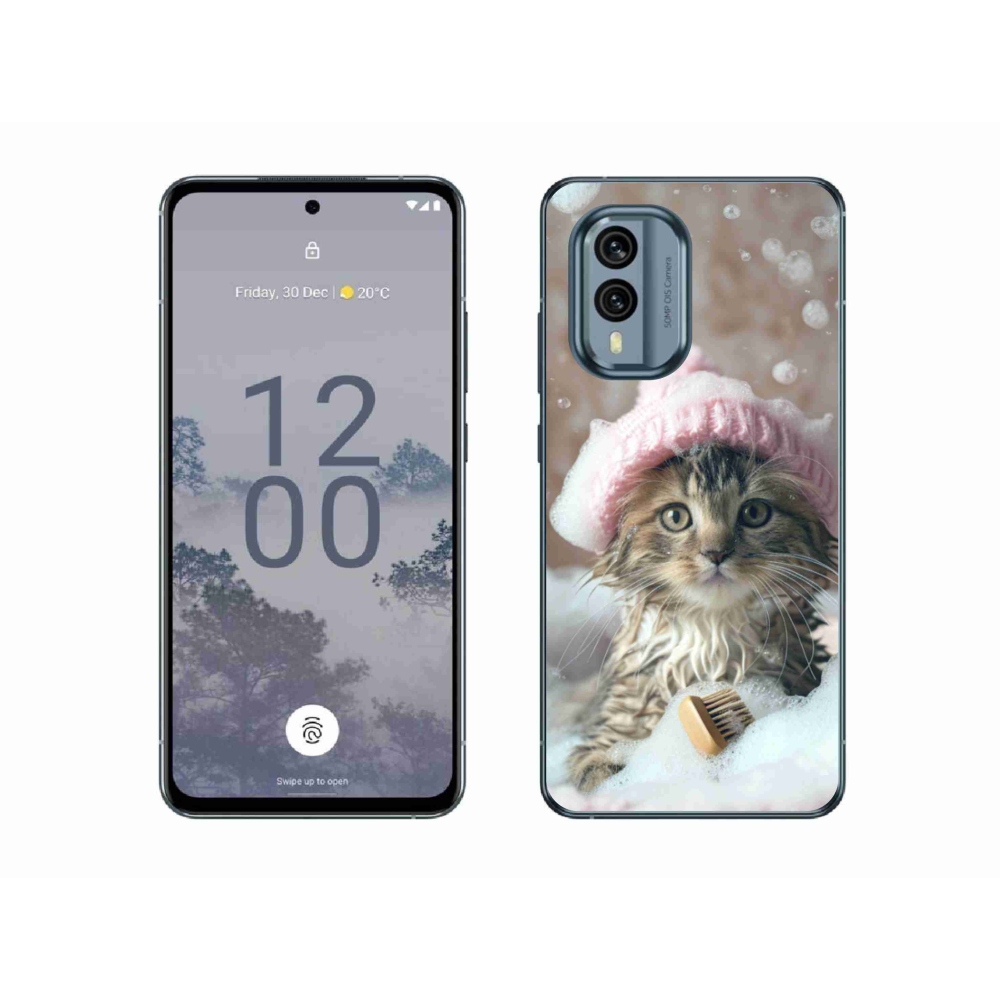 Zselés borítás mmCase a Nokia X30 5G készülékhez - cica és fürdés
