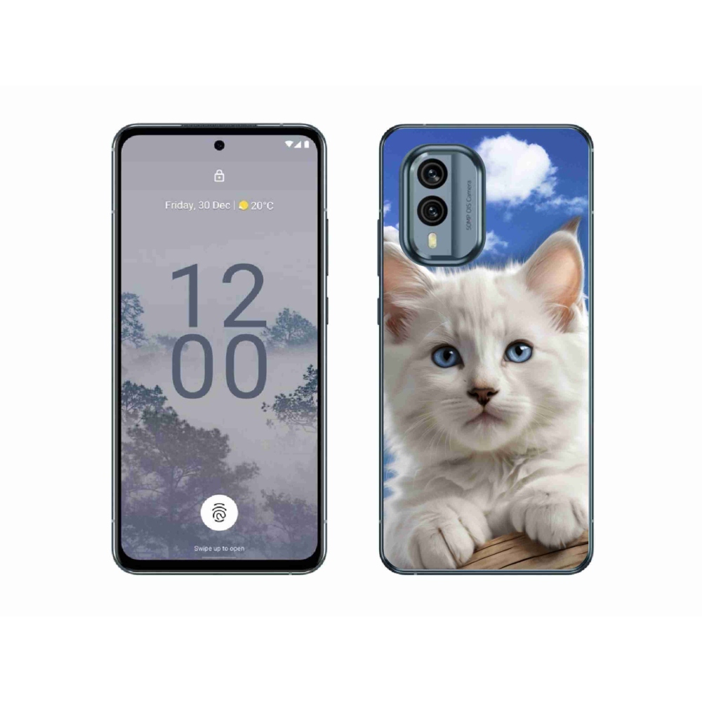 mmCase gél tok a Nokia X30 5G-hez – cica és felhők