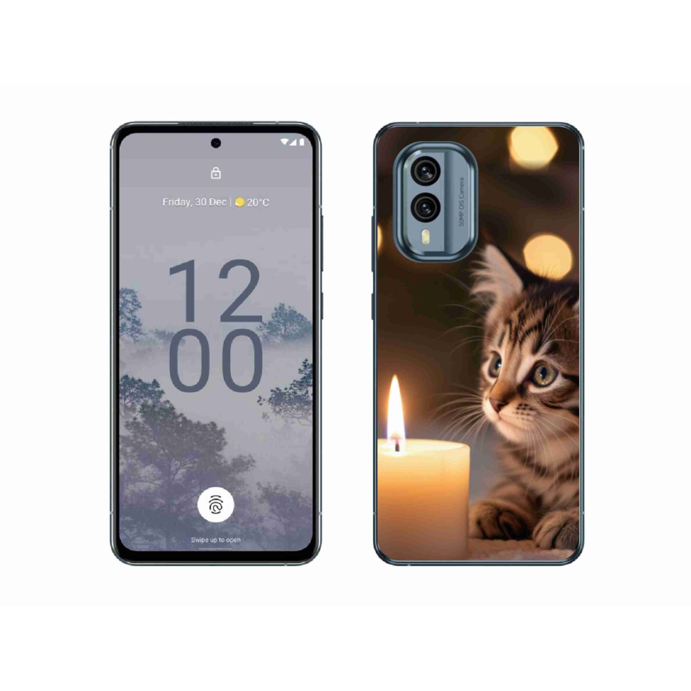 Zselés borító mmCase a Nokia X30 5G készülékhez - cica és gyertya