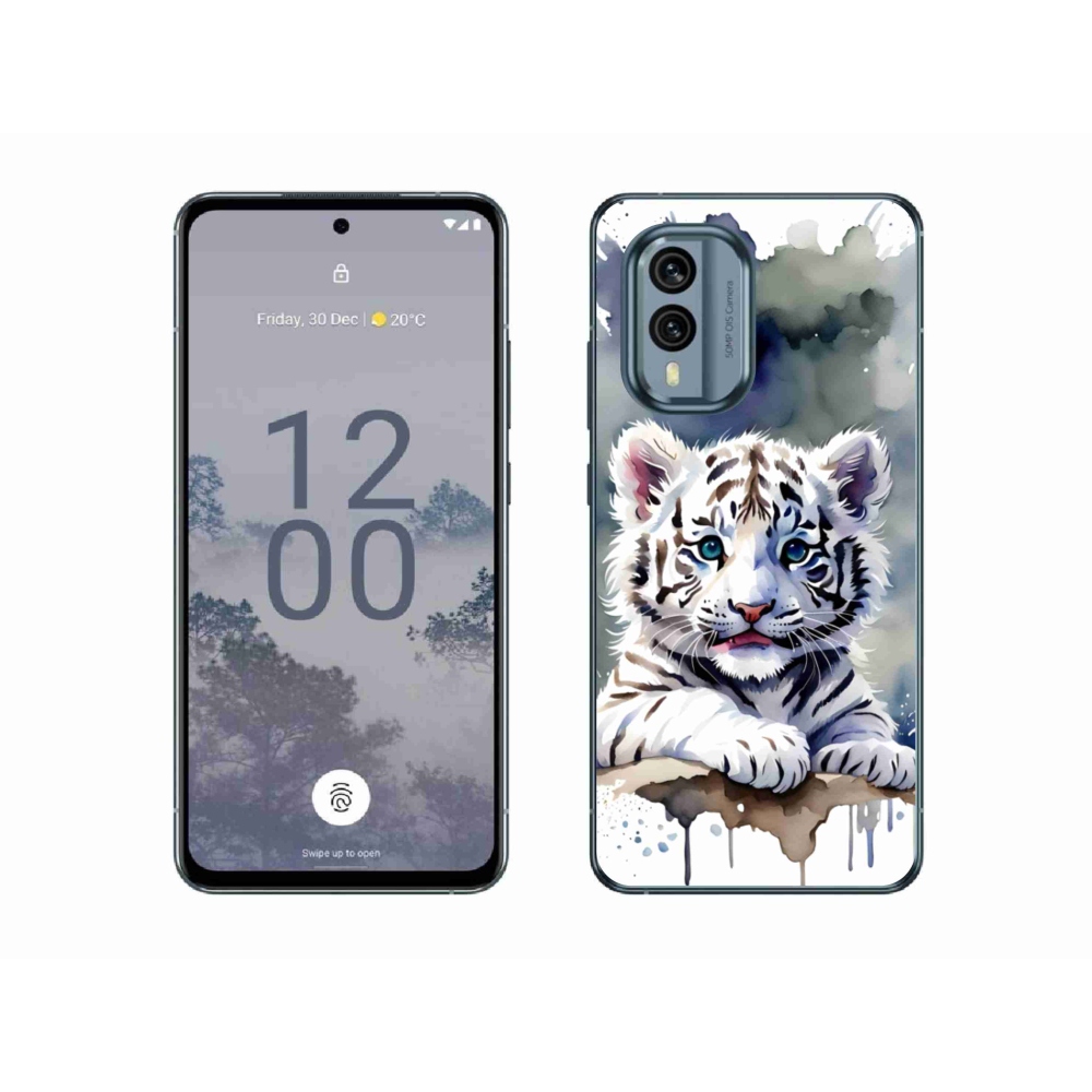 Zselés borítás mmCase a Nokia X30 5G készülékhez - fehér tigriskölyök