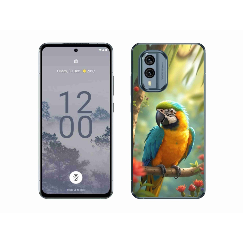 mmCase gél tok a Nokia X30 5G-hez – kék-sárga ara papagáj