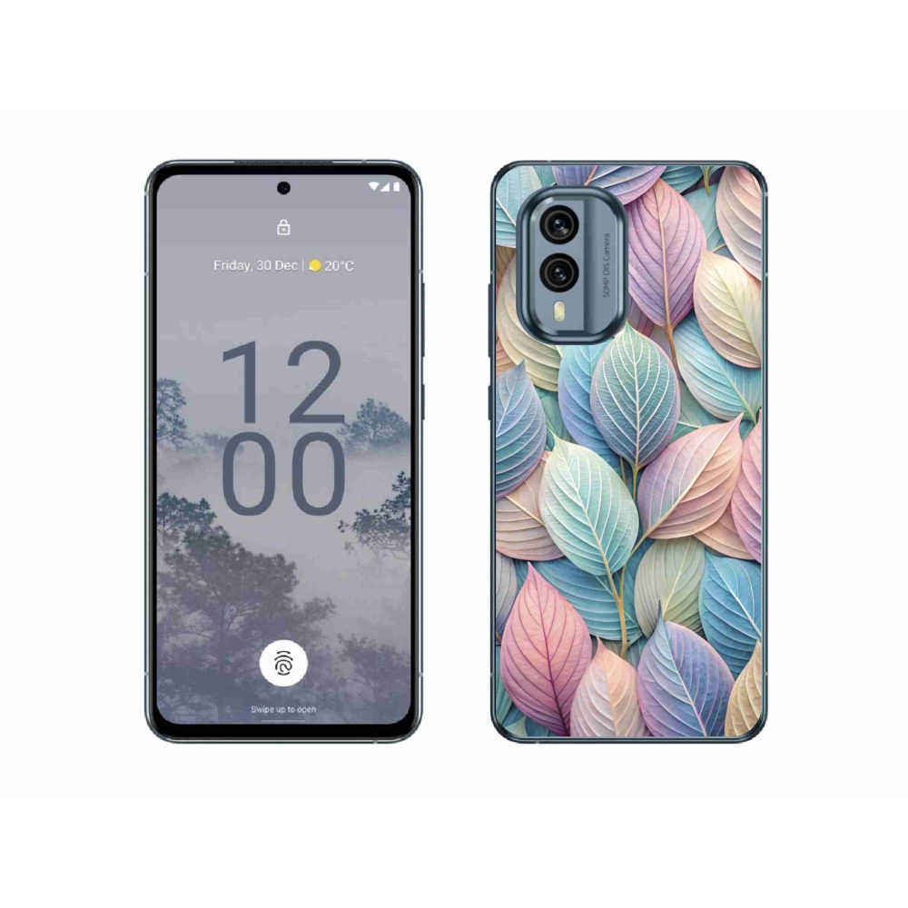 Zselés borító mmCase a Nokia X30 5G készülékhez - pasztell színű levelek
