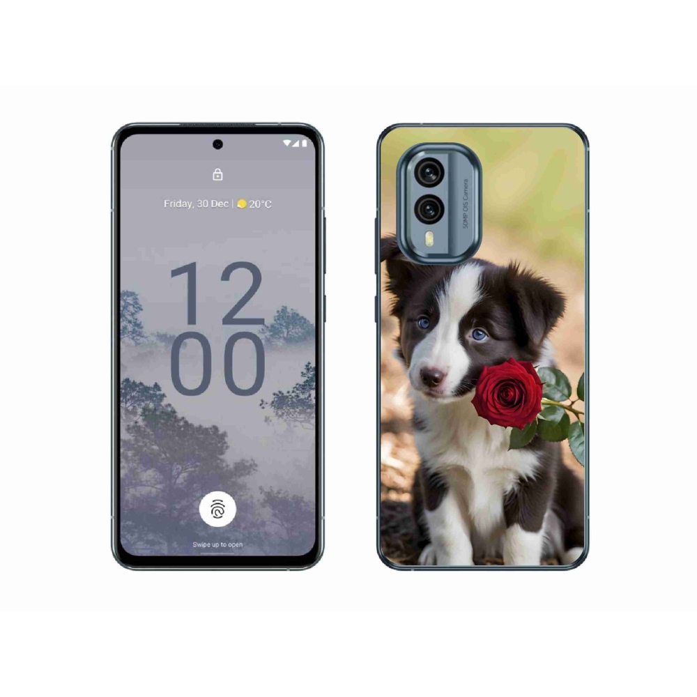 mmCase gél tok a Nokia X30 5G-hez – aranyos border collie rózsával