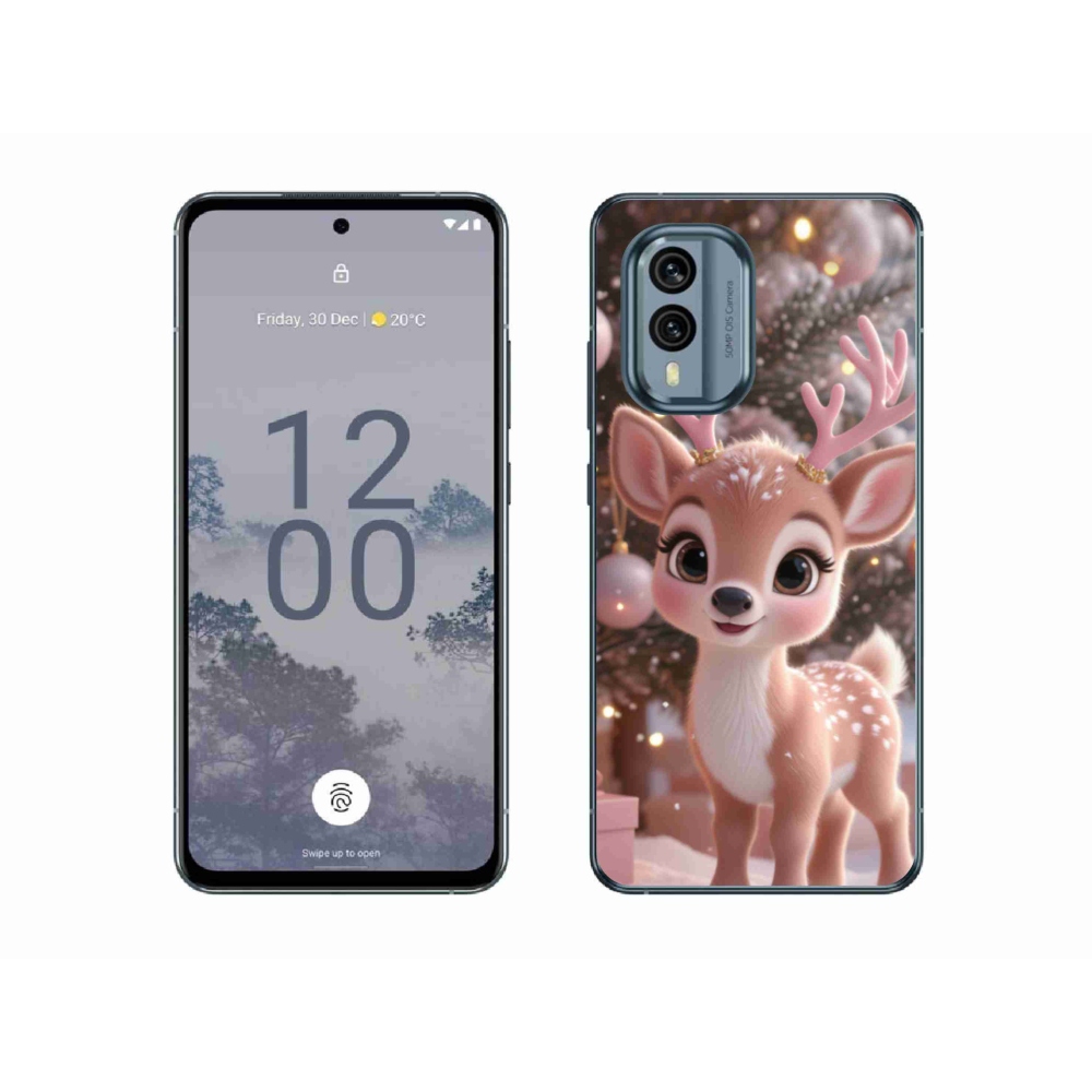 Zselés borító mmCase a Nokia X30 5G készülékhez - aranyos rénszarvas