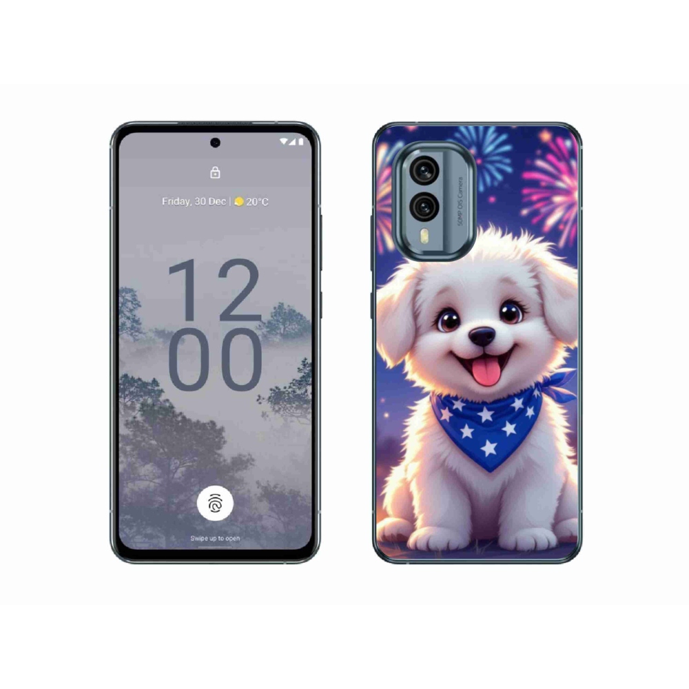 Zselés borítás mmCase a Nokia X30 5G készülékhez - ünnepi kiskutya