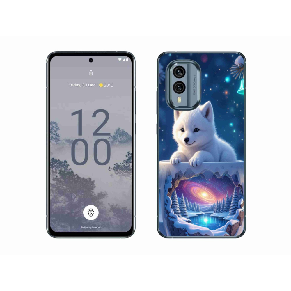 Zselés borítás mmCase a Nokia X30 5G készülékhez - Karácsonyi kölyökkutyakölyök