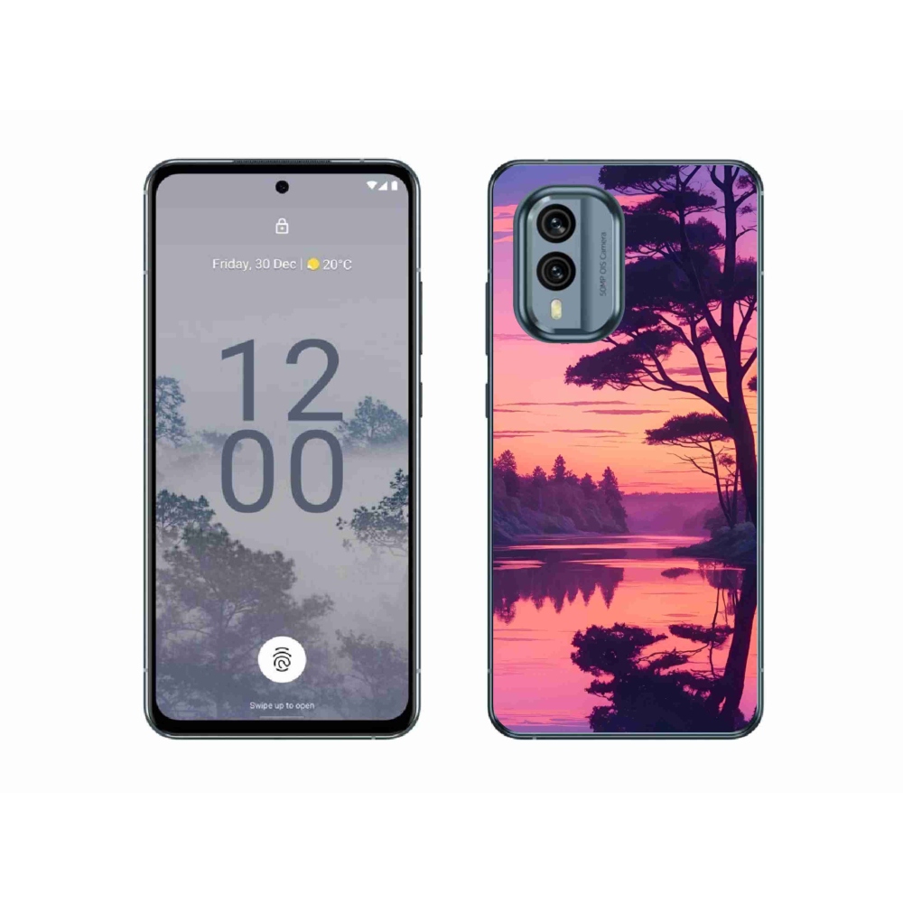 Zselés borító mmCase a Nokia X30 5G készülékhez - naplemente a tó felett