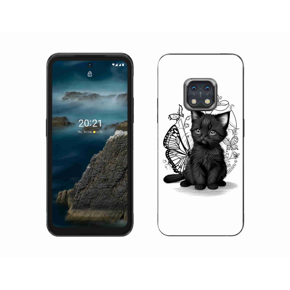 Zselés borítás mmCase a Nokia XR20 készülékhez - fekete cica