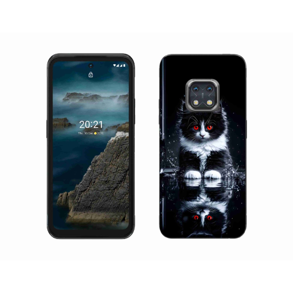 Zselés borítás mmCase a Nokia XR20 készülékhez - fekete-fehér cica