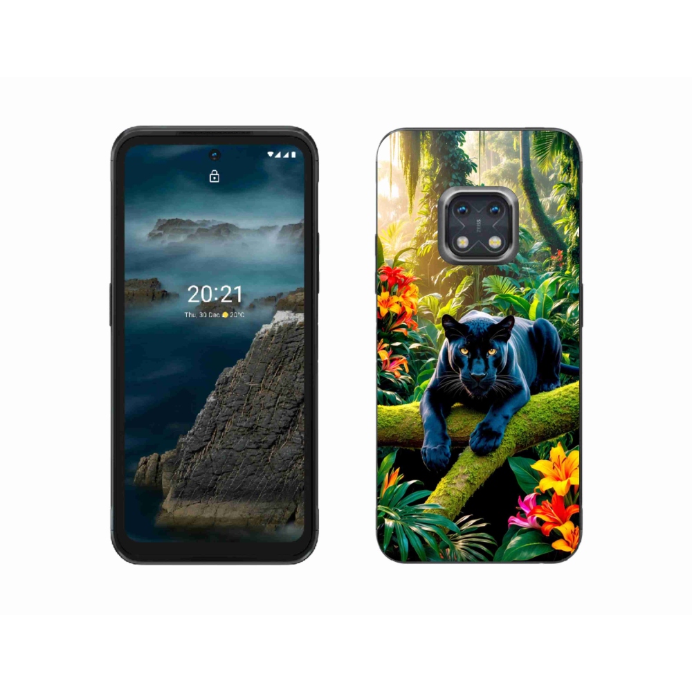 Zselés borítás mmCase a Nokia XR20 készülékhez - fekete párduc a dzsungelben