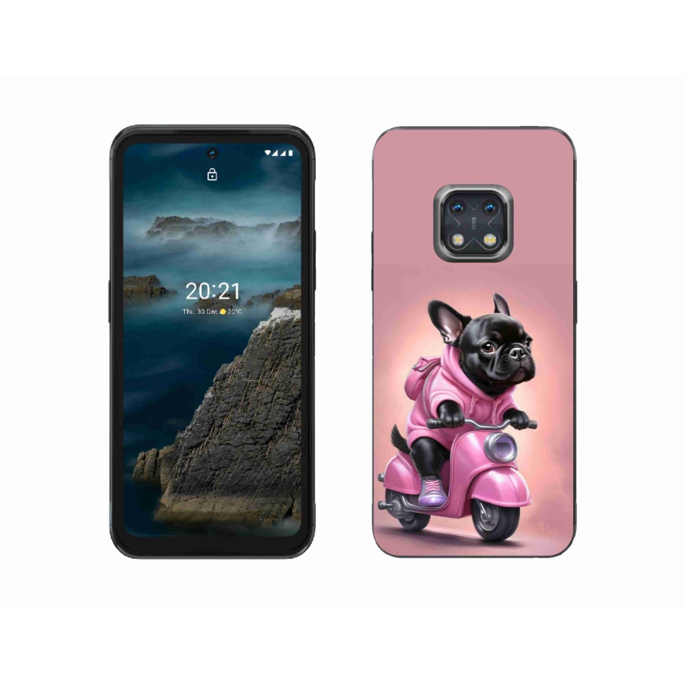 Zselés borítás mmCase a Nokia XR20-hoz - Francia bulldog egy robogón