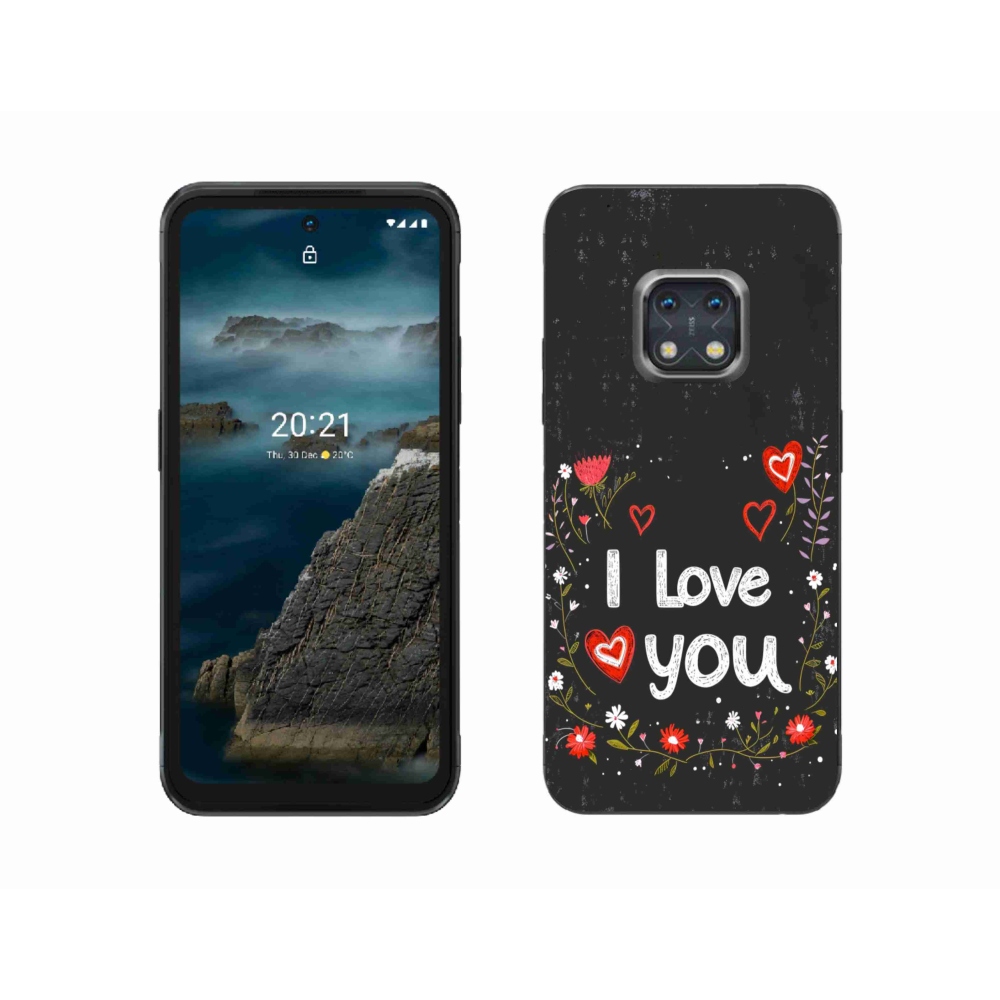 Zselés borítás mmCase a Nokia XR20 készülékhez - Szeretlek fekete háttérrel