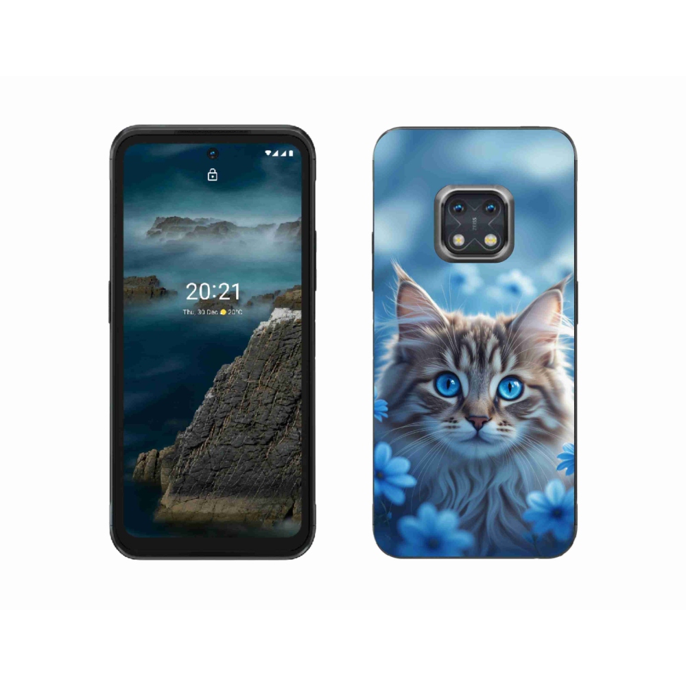 mmCase gél tok a Nokia XR20-hoz – kiscica kék virágokkal