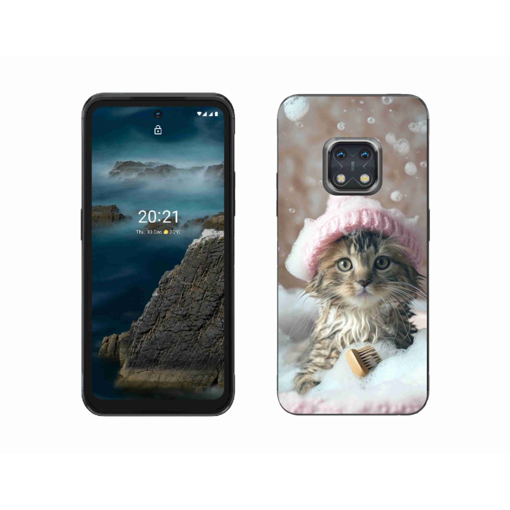 Zselés borítás mmCase a Nokia XR20 készülékhez - cica és fürdés