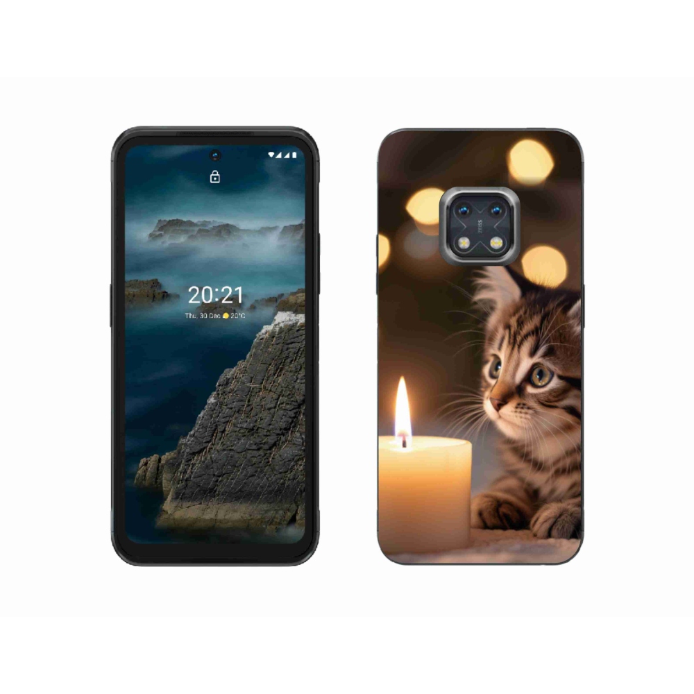 Zselés borítás mmCase a Nokia XR20 készülékhez - cica és gyertya