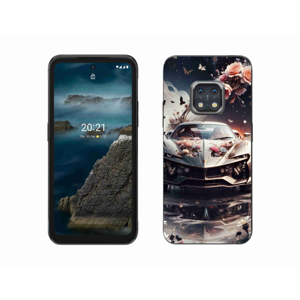 Zselés borítás mmCase a Nokia XR20 készülékhez - virágos sportkocsi