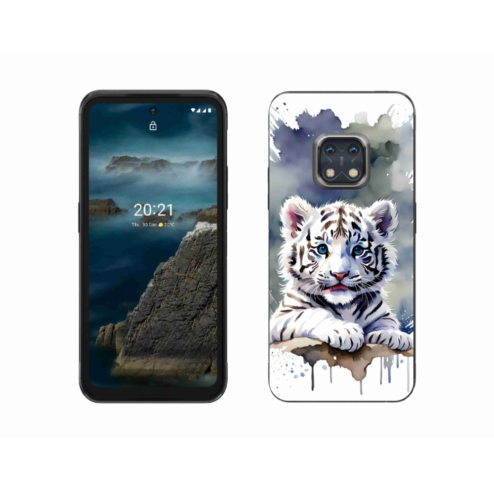 Gél borítás mmCase a Nokia XR20 készülékhez - fehér tigriskölyök