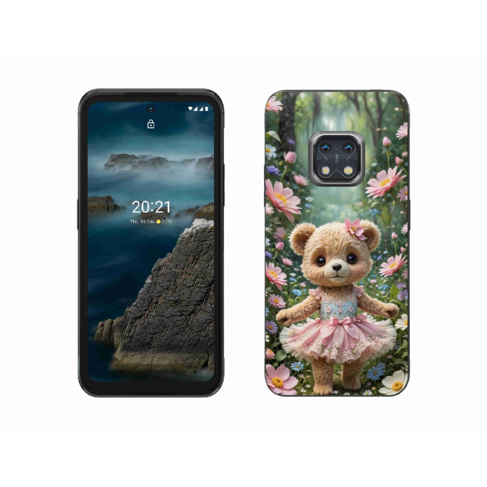 mmCase gél tok a Nokia XR20-hoz – aranyos mackó virágok között