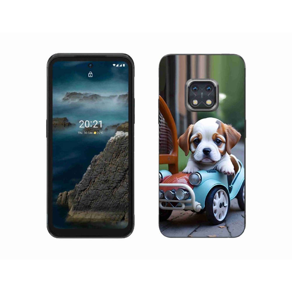 mmCase gél tok a Nokia XR20-hoz – kiskutya retro autóban