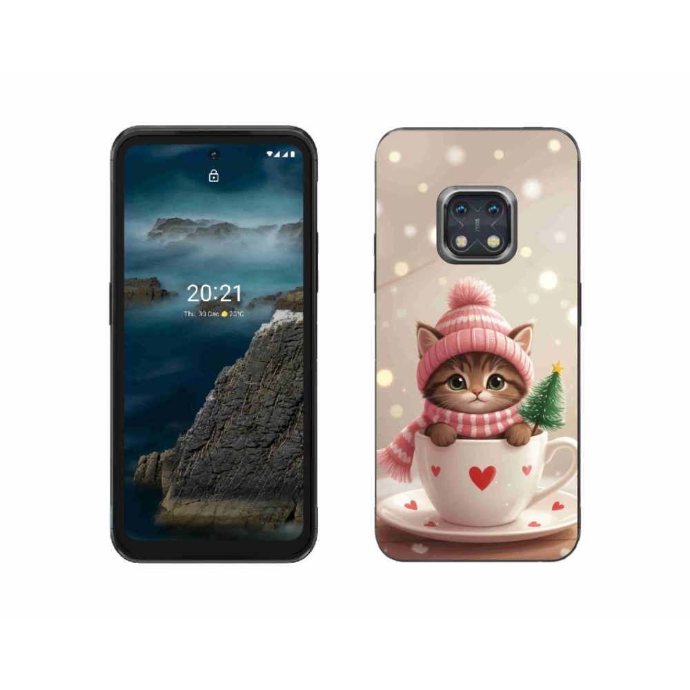 mmCase gél tok a Nokia XR20-hoz – karácsonyi cica csészében