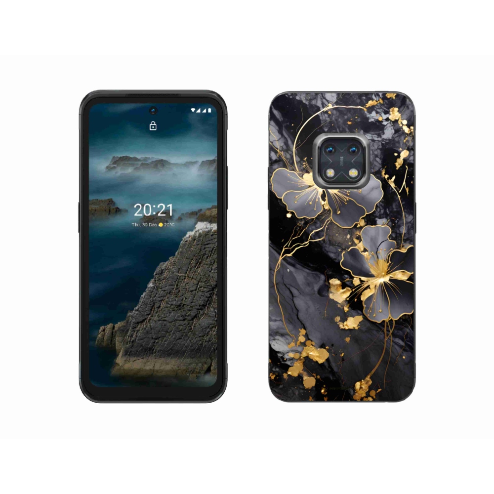 Zselés borítás mmCase a Nokia XR20 készülékhez - arany virágok