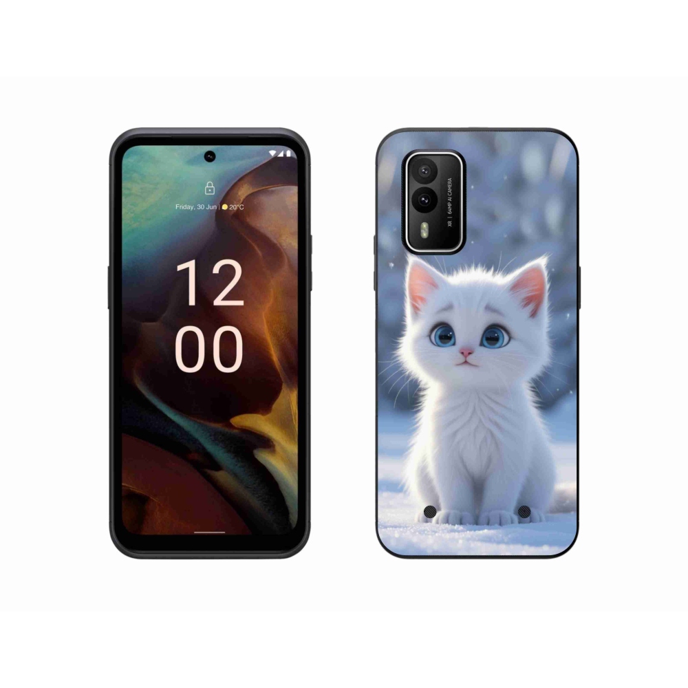 mmCase gél tok a Nokia XR21-hez – fehér cica 3