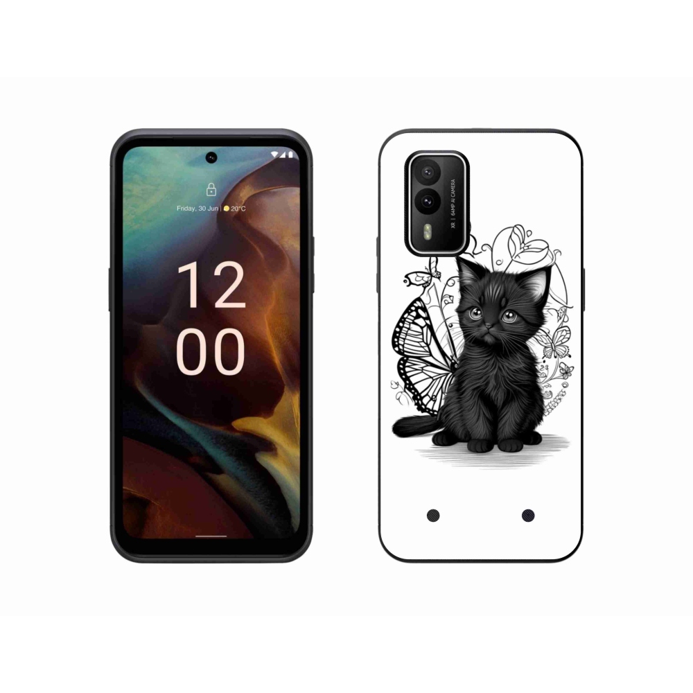 Zselés borítás mmCase a Nokia XR21 készülékhez - fekete cica