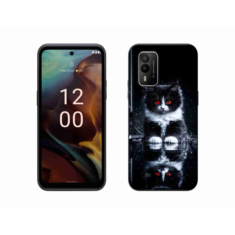 Zselés borítás mmCase a Nokia XR21 készülékhez - fekete-fehér cica