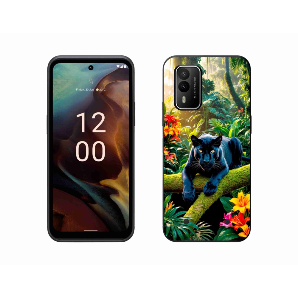 Zselés borítás mmCase a Nokia XR21 készülékhez - fekete párduc a dzsungelben