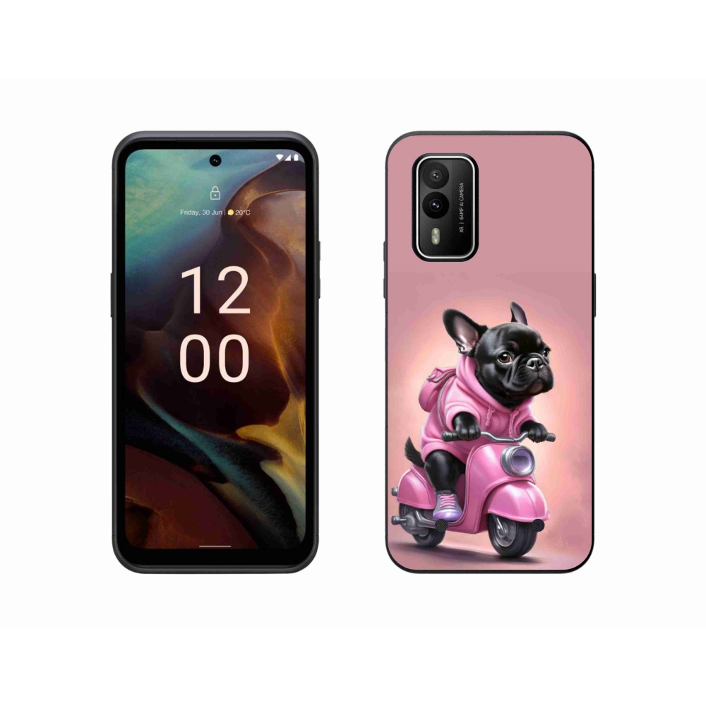 Zselés borítás mmCase a Nokia XR21-hez - Francia bulldog egy robogón
