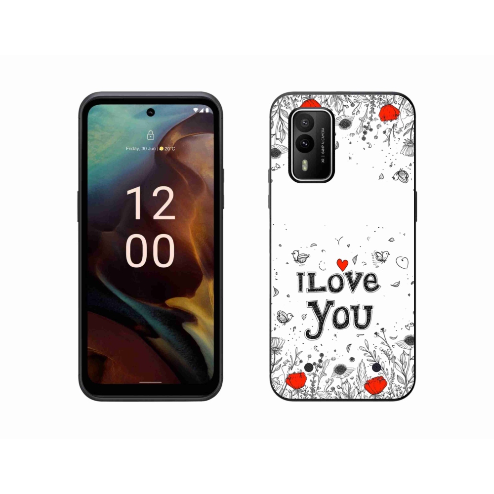 Zselés borítás mmCase a Nokia XR21 készülékhez - I love you fehér háttérrel
