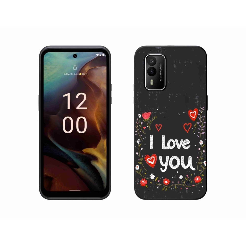 Zselés borítás mmCase a Nokia XR21 készülékhez - Szeretlek fekete háttérrel
