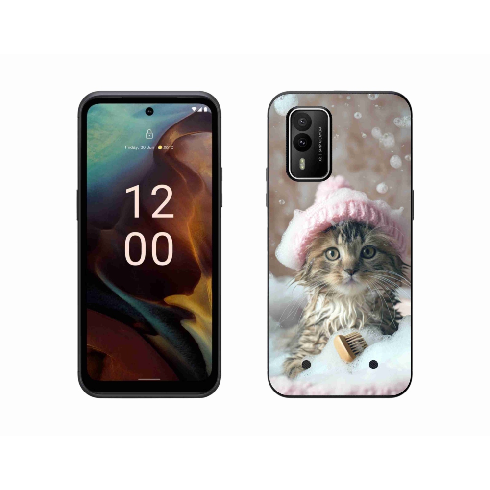 Zselés borítás mmCase a Nokia XR21 készülékhez - cica és fürdés