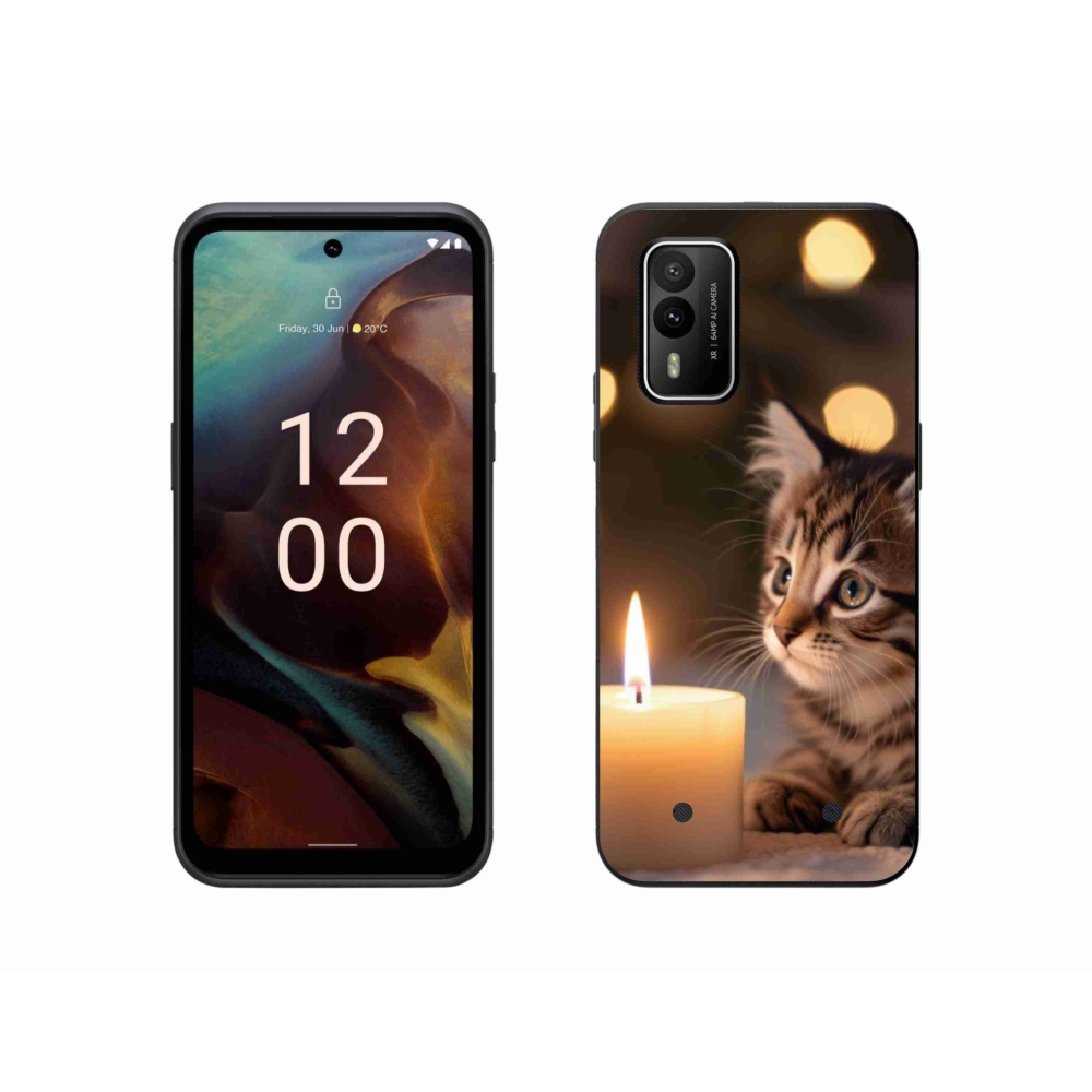 Zselés borítás mmCase a Nokia XR21 készülékhez - cica és gyertya
