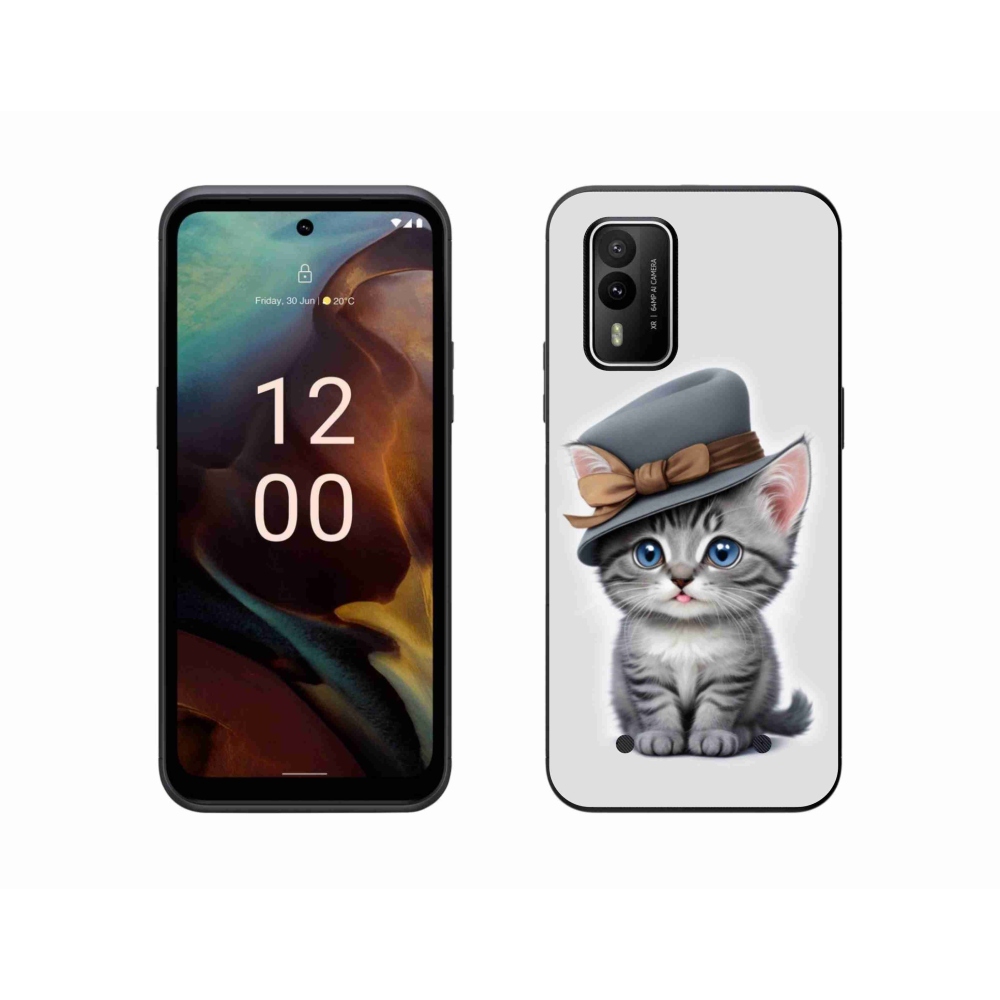 Zselés borítás mmCase a Nokia XR21 készülékhez - cica sapkával