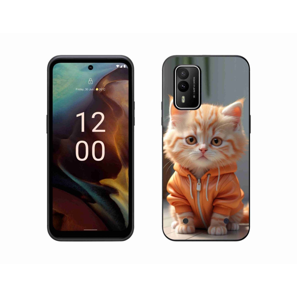 Zselés borítás mmCase a Nokia XR21 készülékhez - cica melegítőben