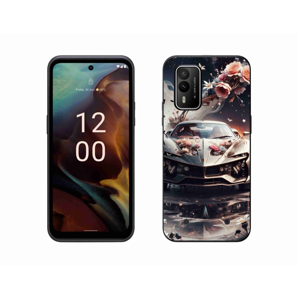 Zselés borítás mmCase a Nokia XR21 készülékhez - virágos sportkocsi