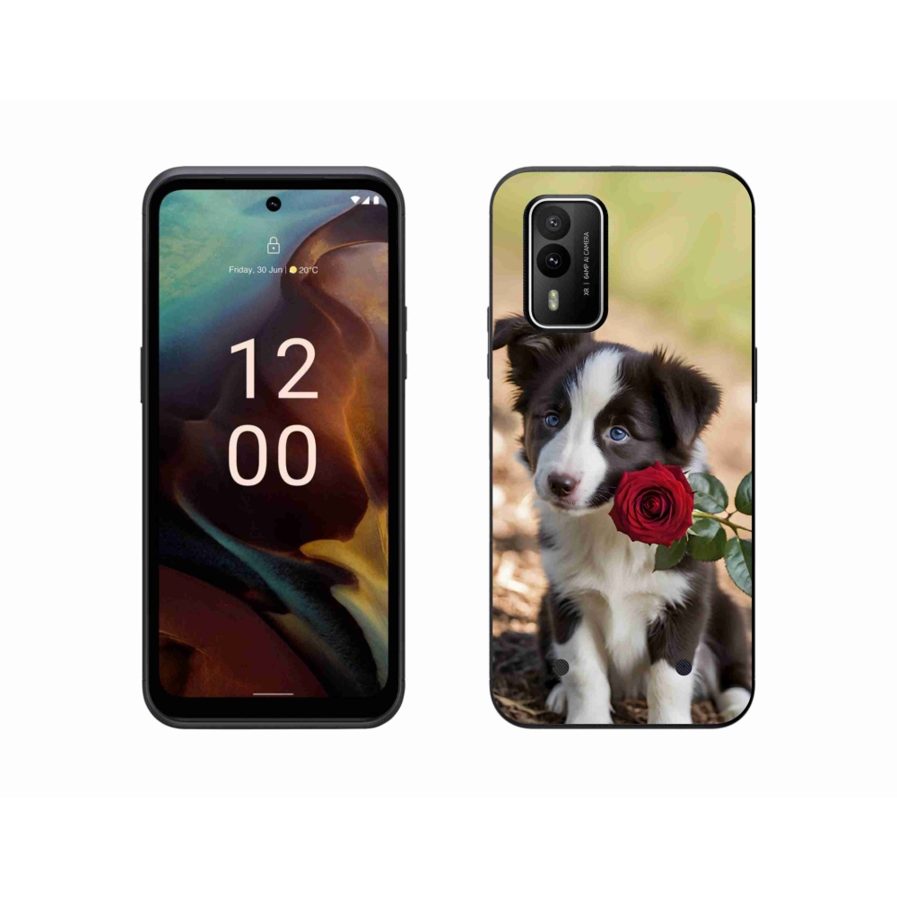 mmCase gél tok a Nokia XR21-hez – aranyos border collie rózsával