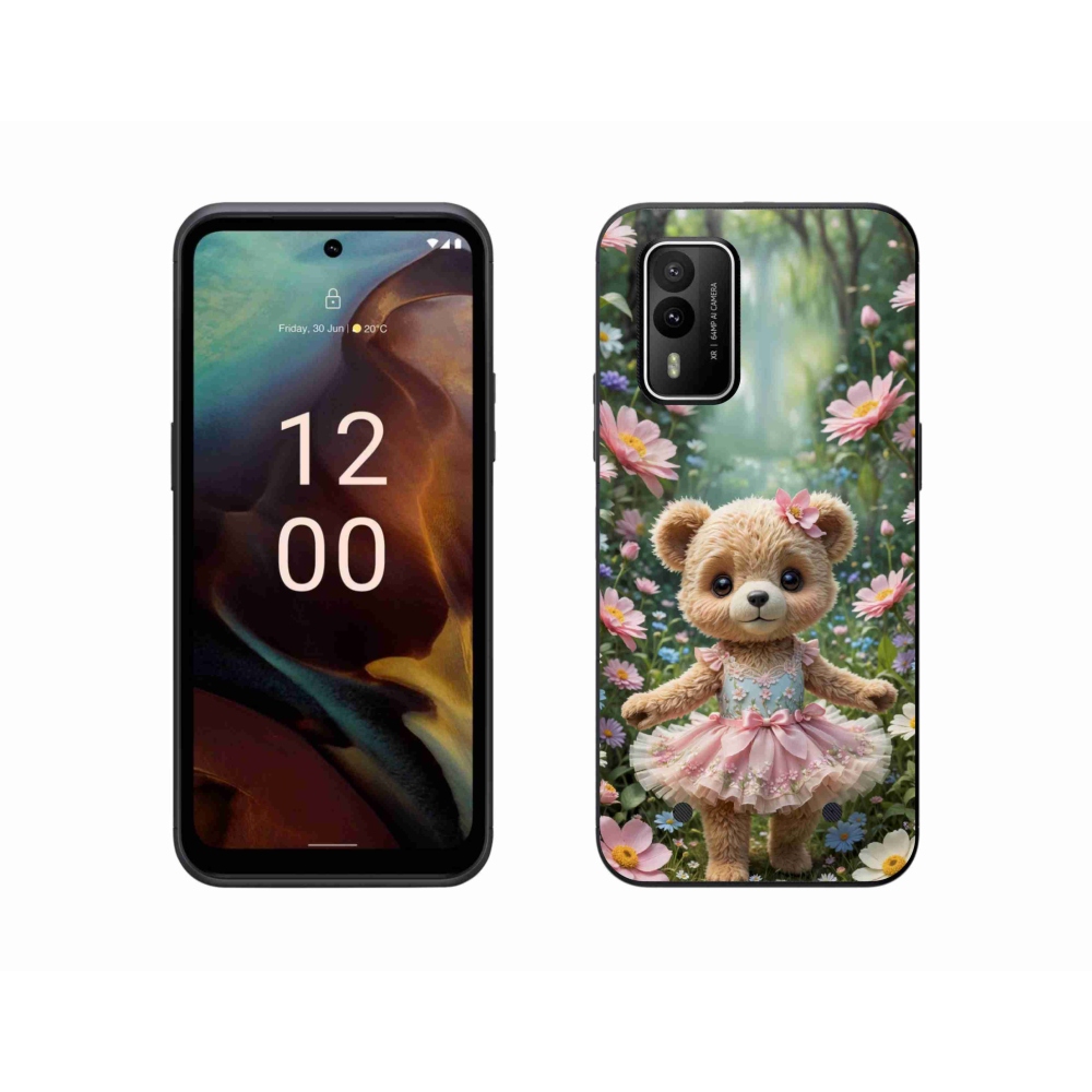 mmCase gél tok a Nokia XR21-hez – aranyos mackó virágok között