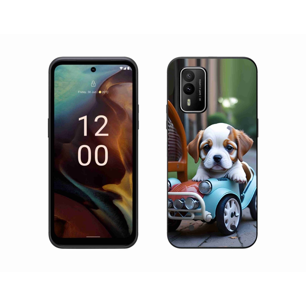 mmCase gél tok a Nokia XR21-hez – kiskutya retro autóban