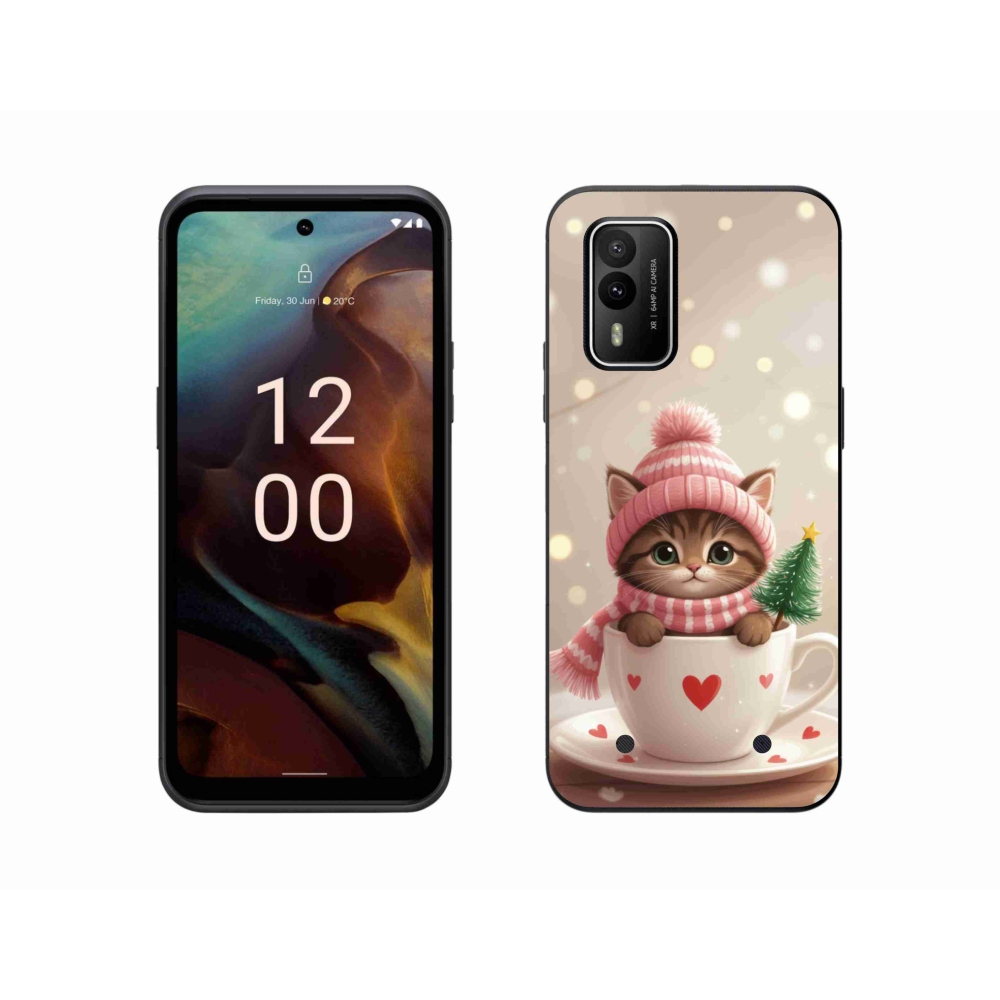 mmCase gél tok a Nokia XR21-hez – karácsonyi cica csészében