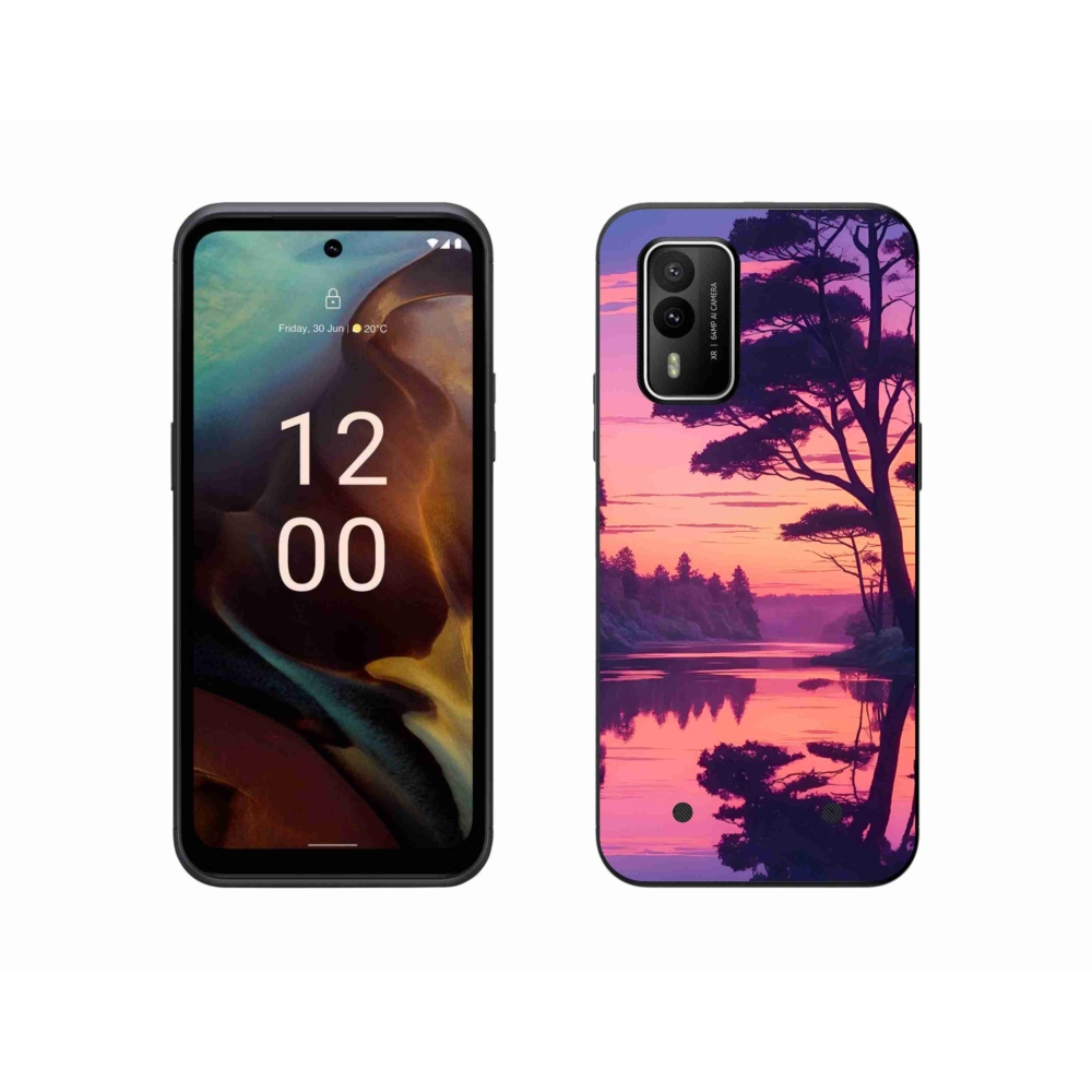 Zselés borítás mmCase a Nokia XR21 készülékhez - naplemente a tó felett