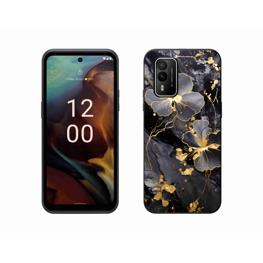 Zselés borítás mmCase a Nokia XR21 készülékhez - arany virágok