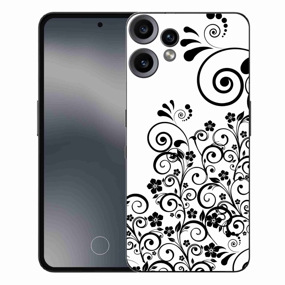 Zselés borítás mmCase a Nothing CMF Phone 2 Pro készülékhez - fekete-fehér virágminták