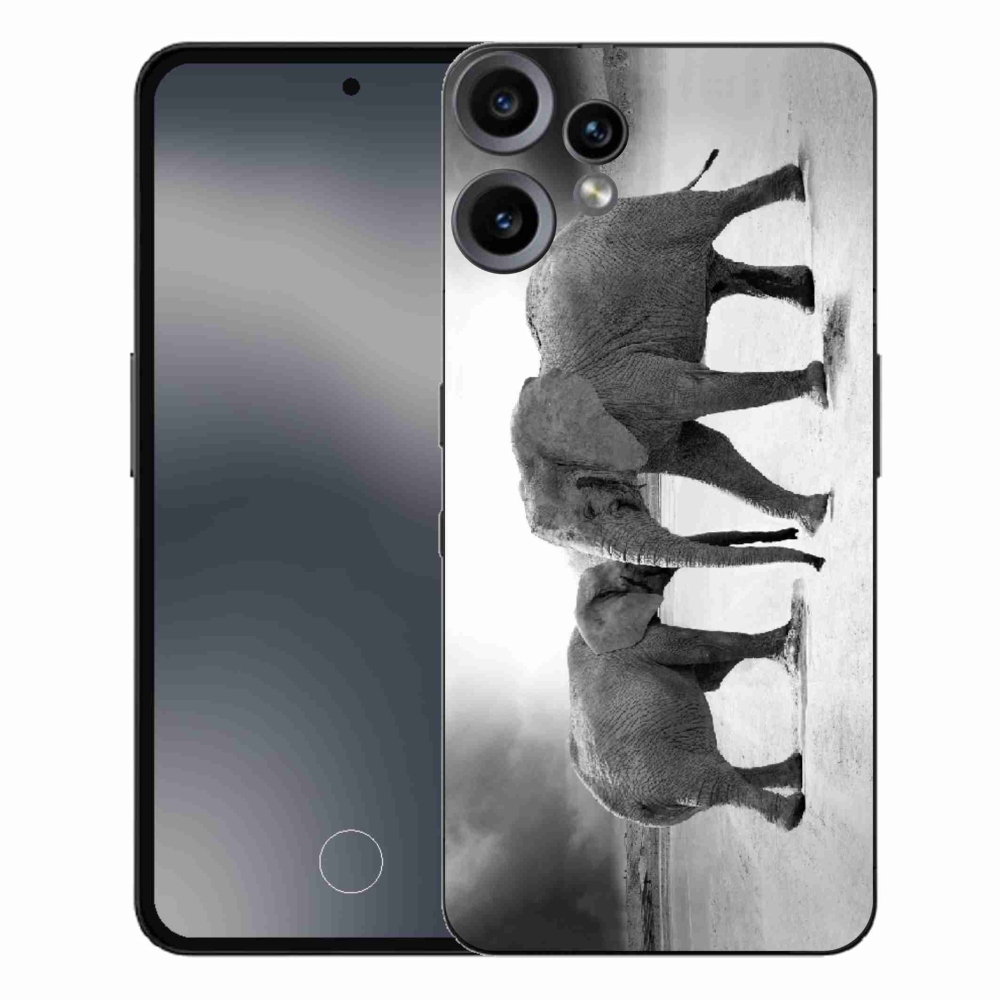 Zselés borítás mmCase a Nothing CMF Phone 2 Pro készülékhez - fekete-fehér elefántok