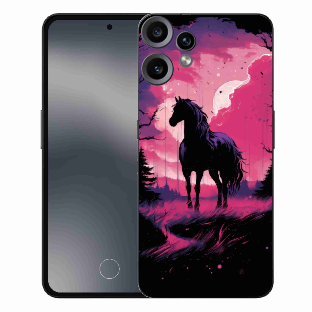 Zselés borítás mmCase a Nothing CMF Phone 2 Pro készülékhez - fekete rajzfilm ló 1