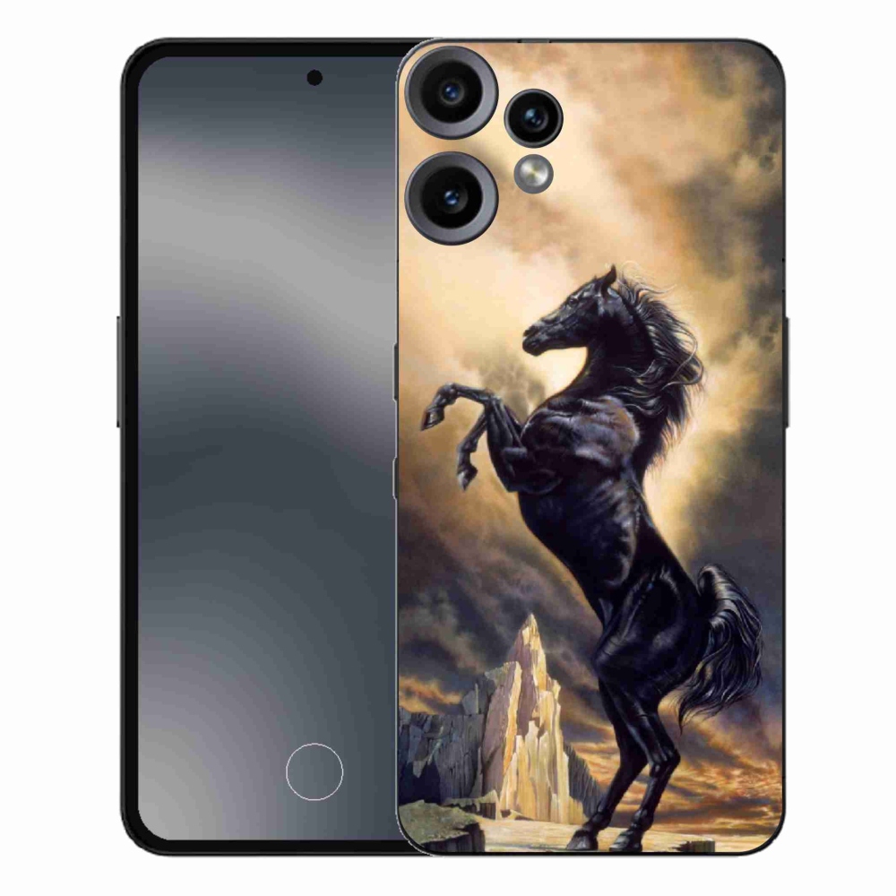 Zselés borítás mmCase a Nothing CMF Phone 2 Pro készülékhez - fekete rajzfilm ló